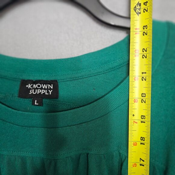 New Known Supply Organic Cotton Kelly Green Babydoll Boxy Top SZ Large Lagenlook - Picture 5 of 7